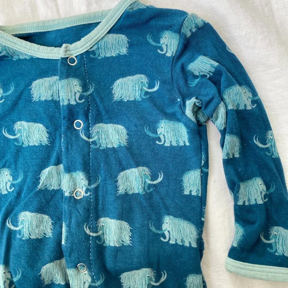 💙2/$25 Kickee Pants 3-6 Months Baby Blue Elephant Button Sleeper - Picture 3 of 5